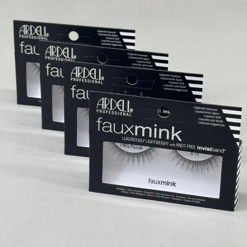 Multiple packages of Ardell Professional faux mink eyelashes on a light gray background