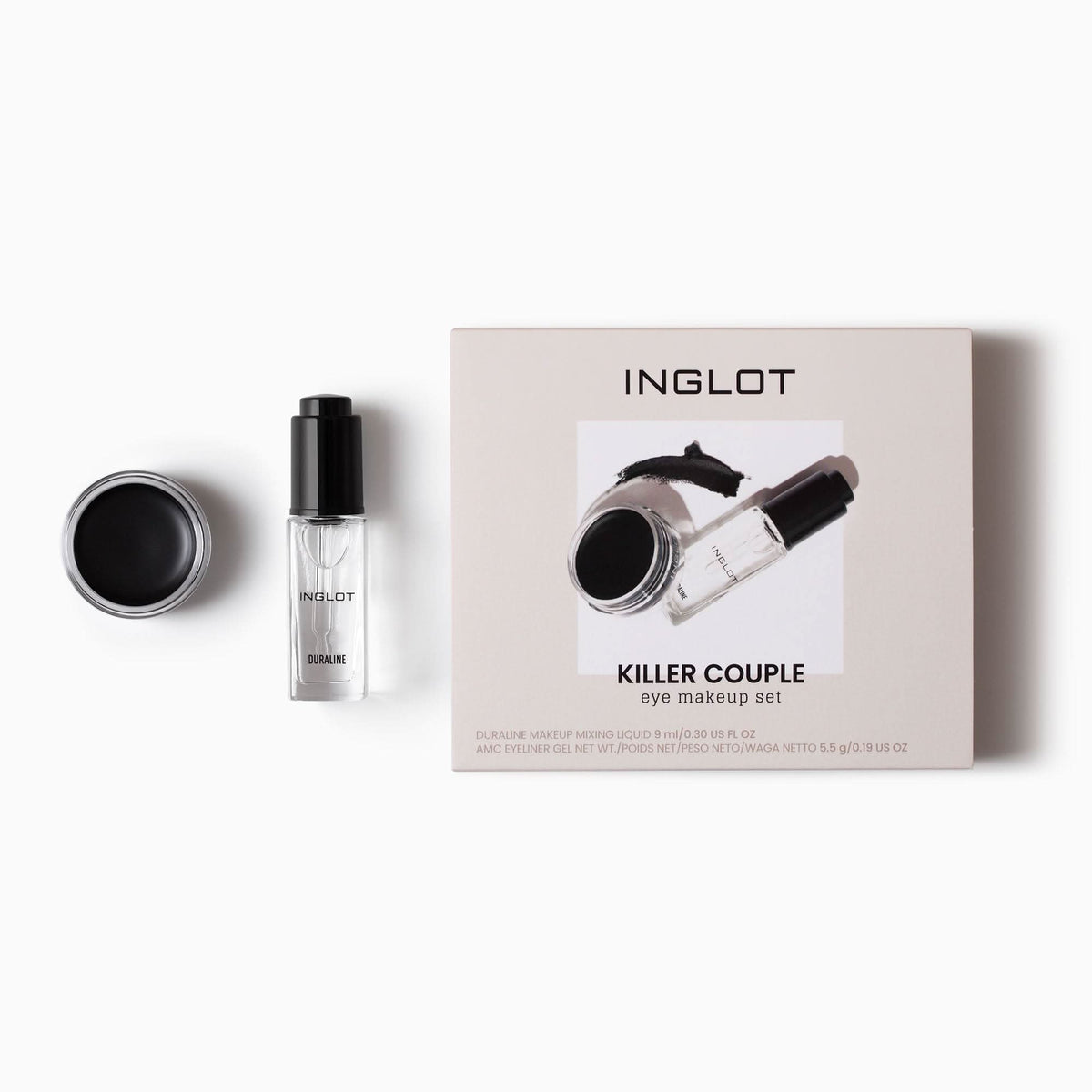 INGLOT eye makeup set with packaging on a white background
