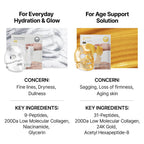 Two types of face masks with their respective uses and key ingredients on a white background.