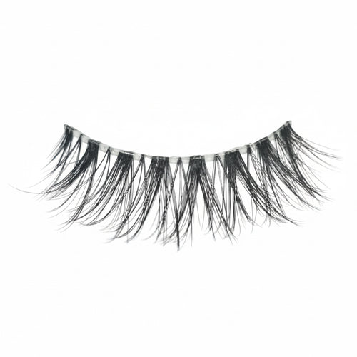 Pair of false eyelashes labeled 'Wispies' on a white background