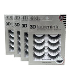 Three packages of Ardell 3D faux mink false eyelashes on a light gray background