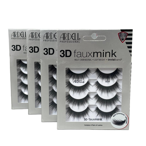Three packages of Ardell 3D faux mink false eyelashes on a light gray background