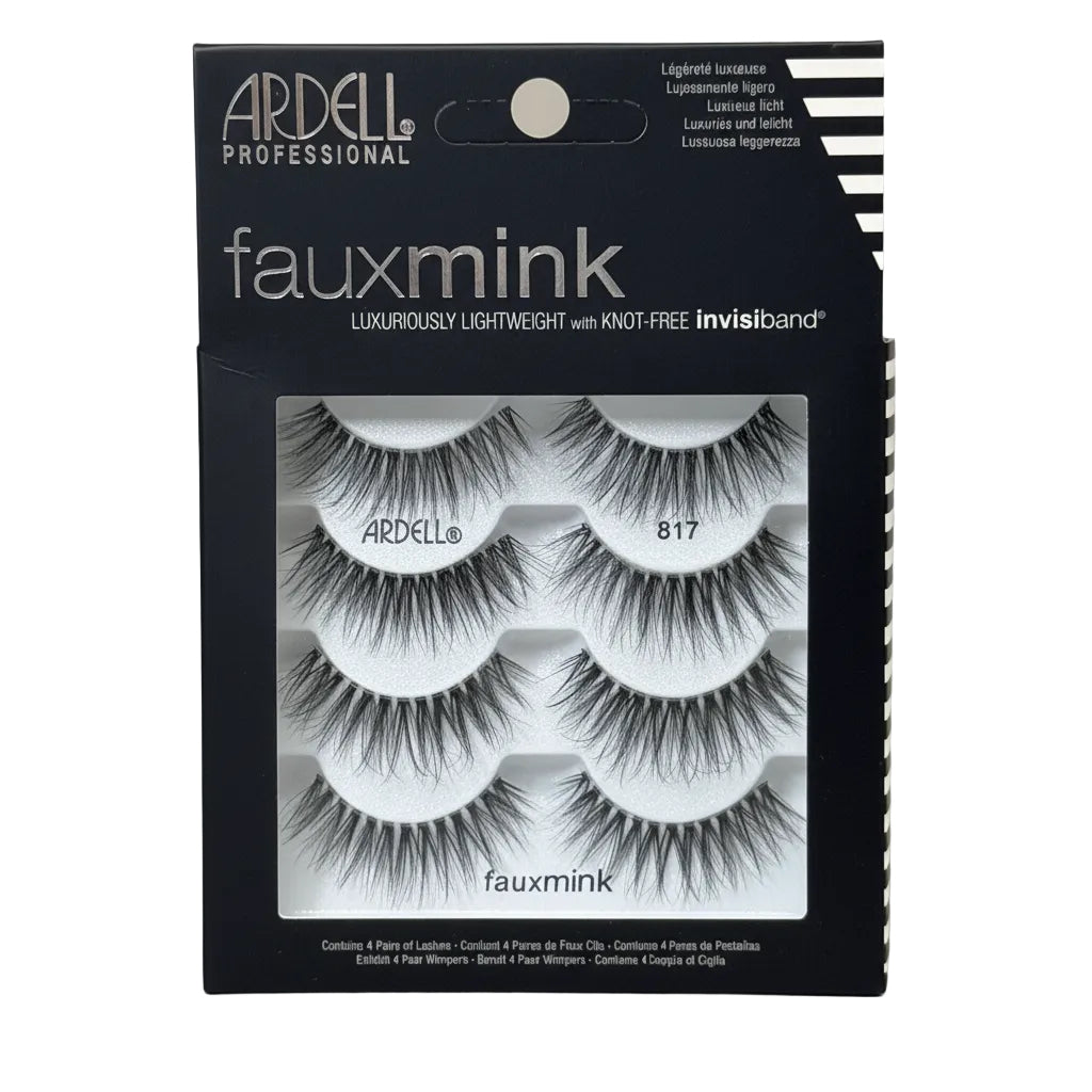 Ardell Faux Mink eyelashes packaging on a beige background