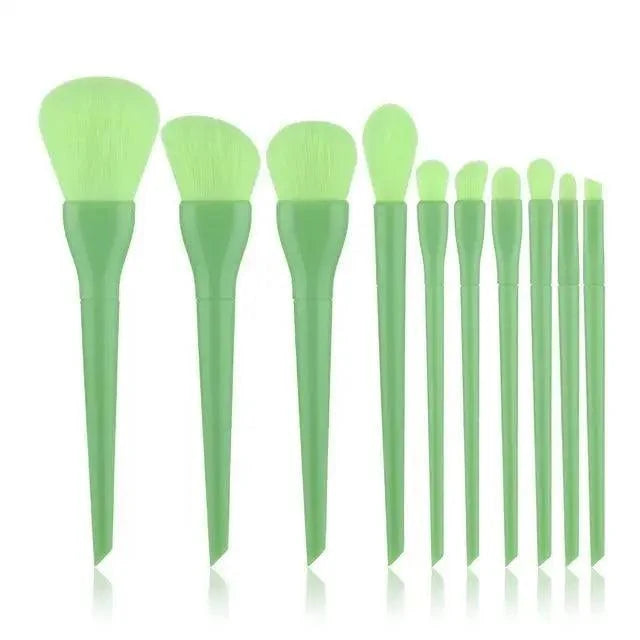 10pc Colorful Makeup Brushes – Foundation, Blush & Eyeshadow