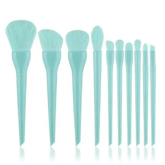 10pc Colorful Makeup Brushes – Foundation, Blush & Eyeshadow