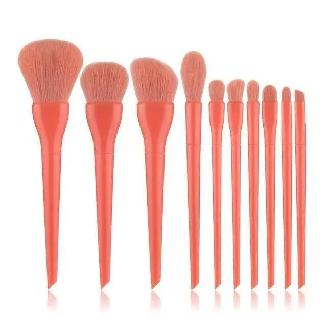 10pc Colorful Makeup Brushes – Foundation, Blush & Eyeshadow