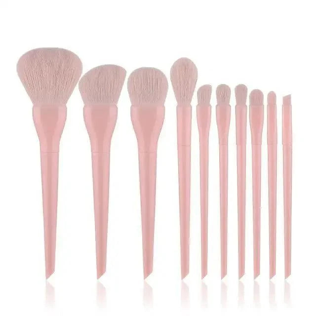10pc Colorful Makeup Brushes – Foundation, Blush & Eyeshadow