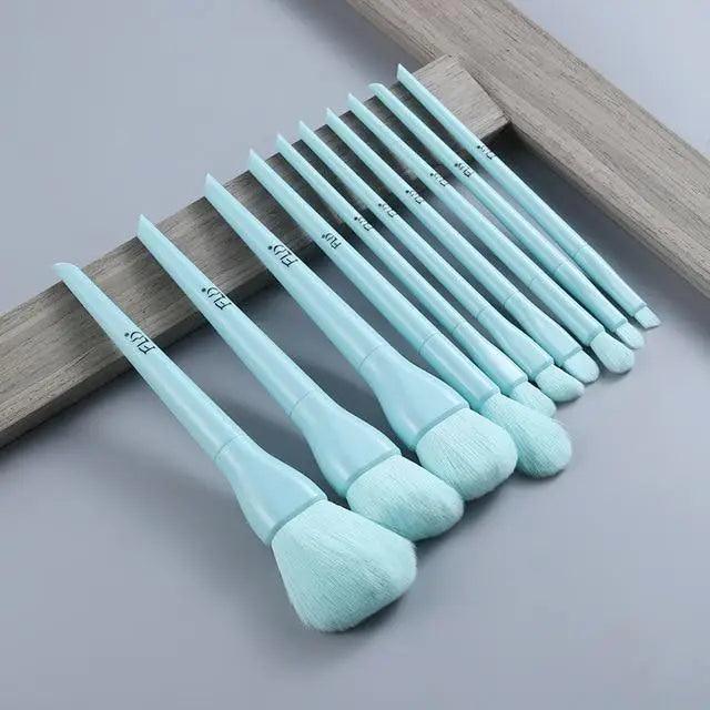 10pc Colorful Makeup Brushes – Foundation, Blush & Eyeshadow