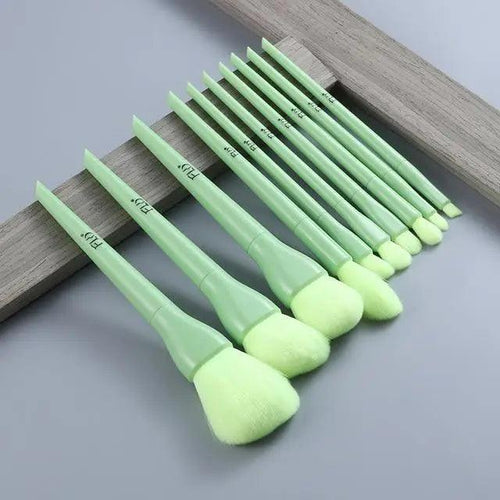 10pc Colorful Makeup Brushes – Foundation, Blush & Eyeshadow