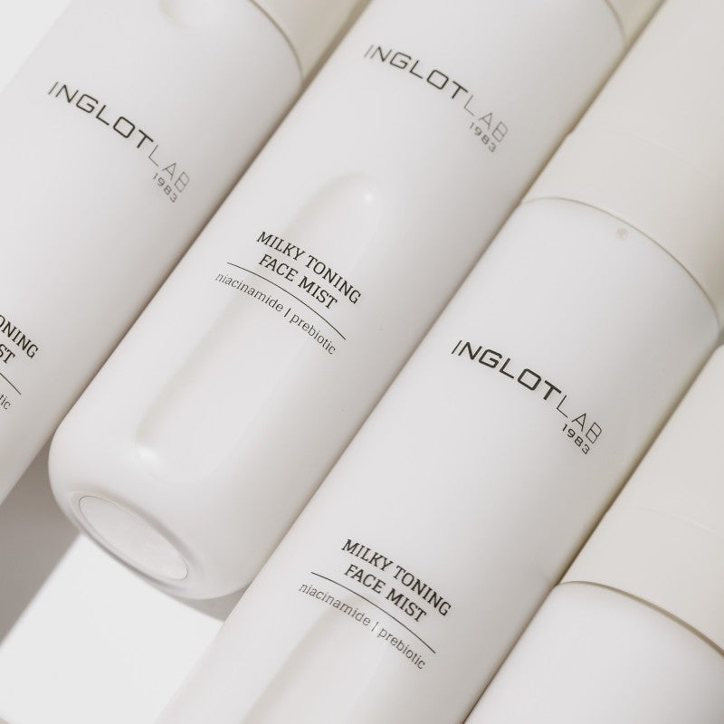 INGLOTLAB Milky Toning Face Mist bottles arranged in a row on a light background