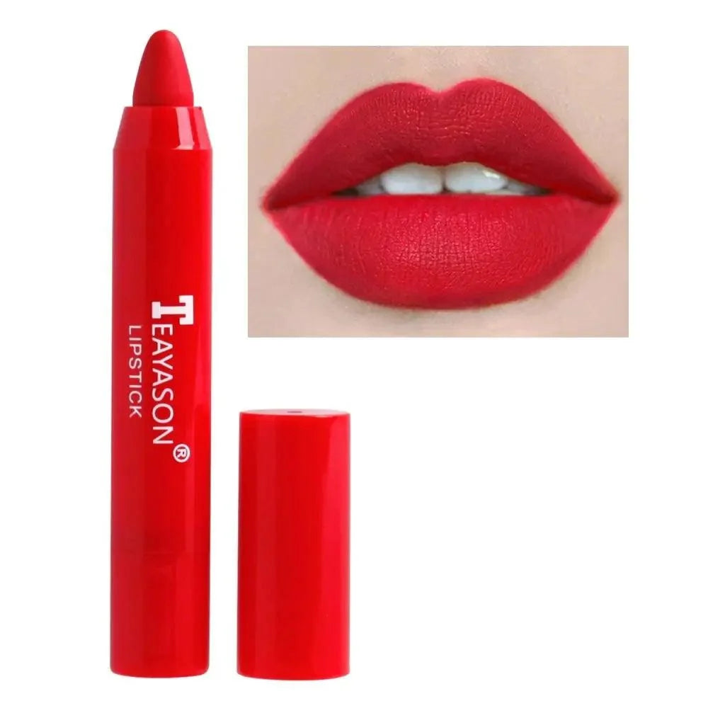 Red lipstick with 'Teyason' branding and a close-up of red lips.